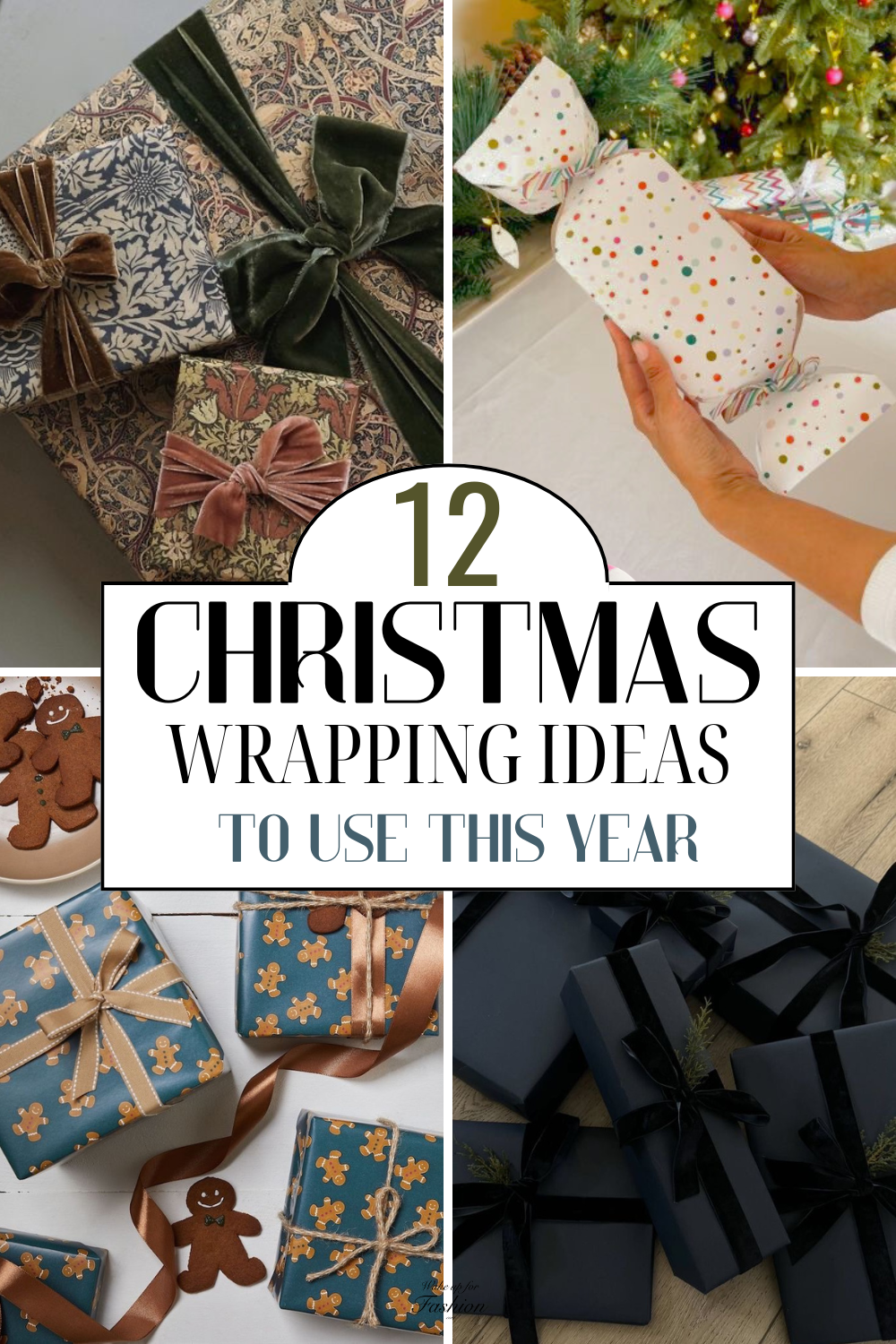 Christmas gift wrapping ideas including wrapping paper, ribbon and gift tag inspiration.