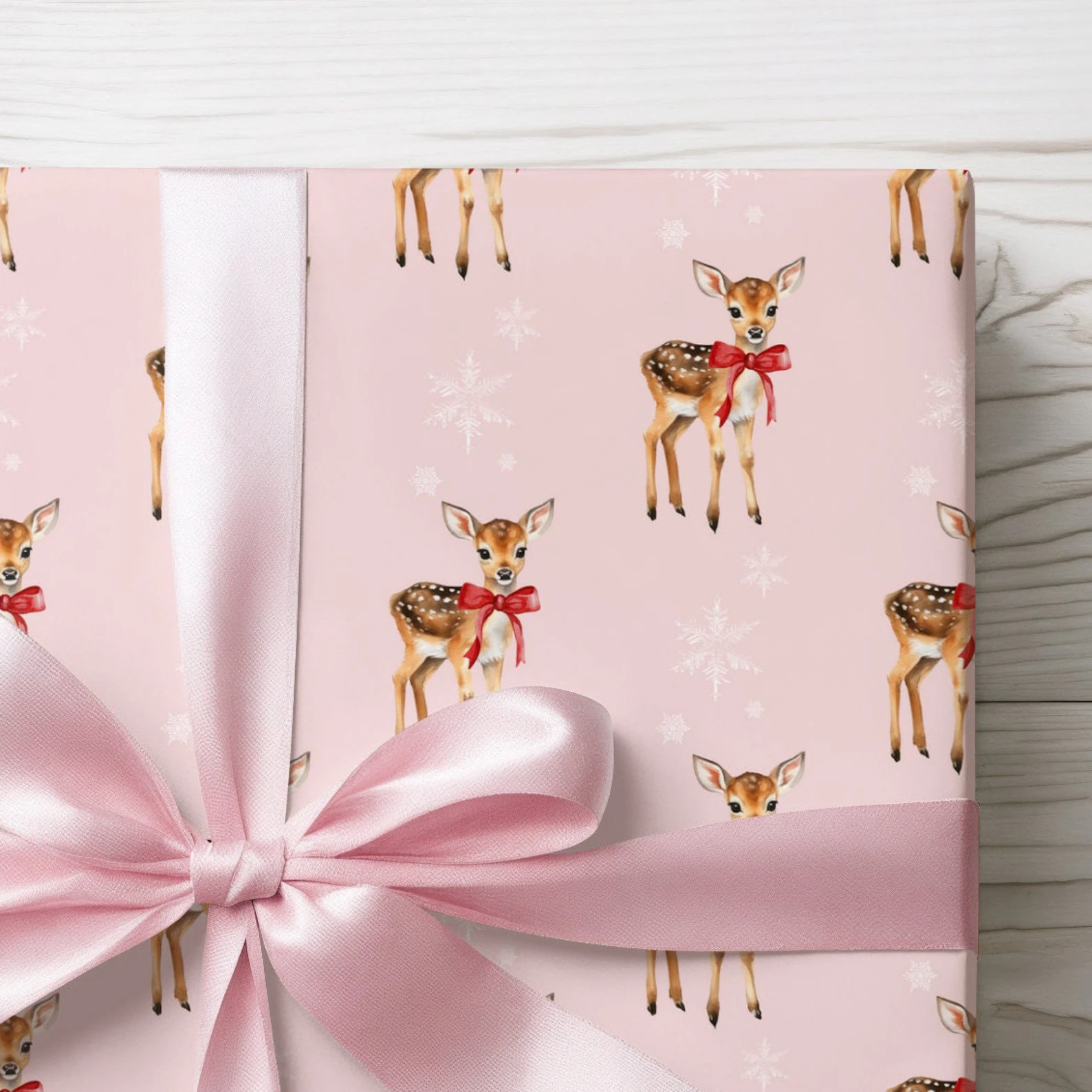 Vintage Christmas wrapping paper with deer on it