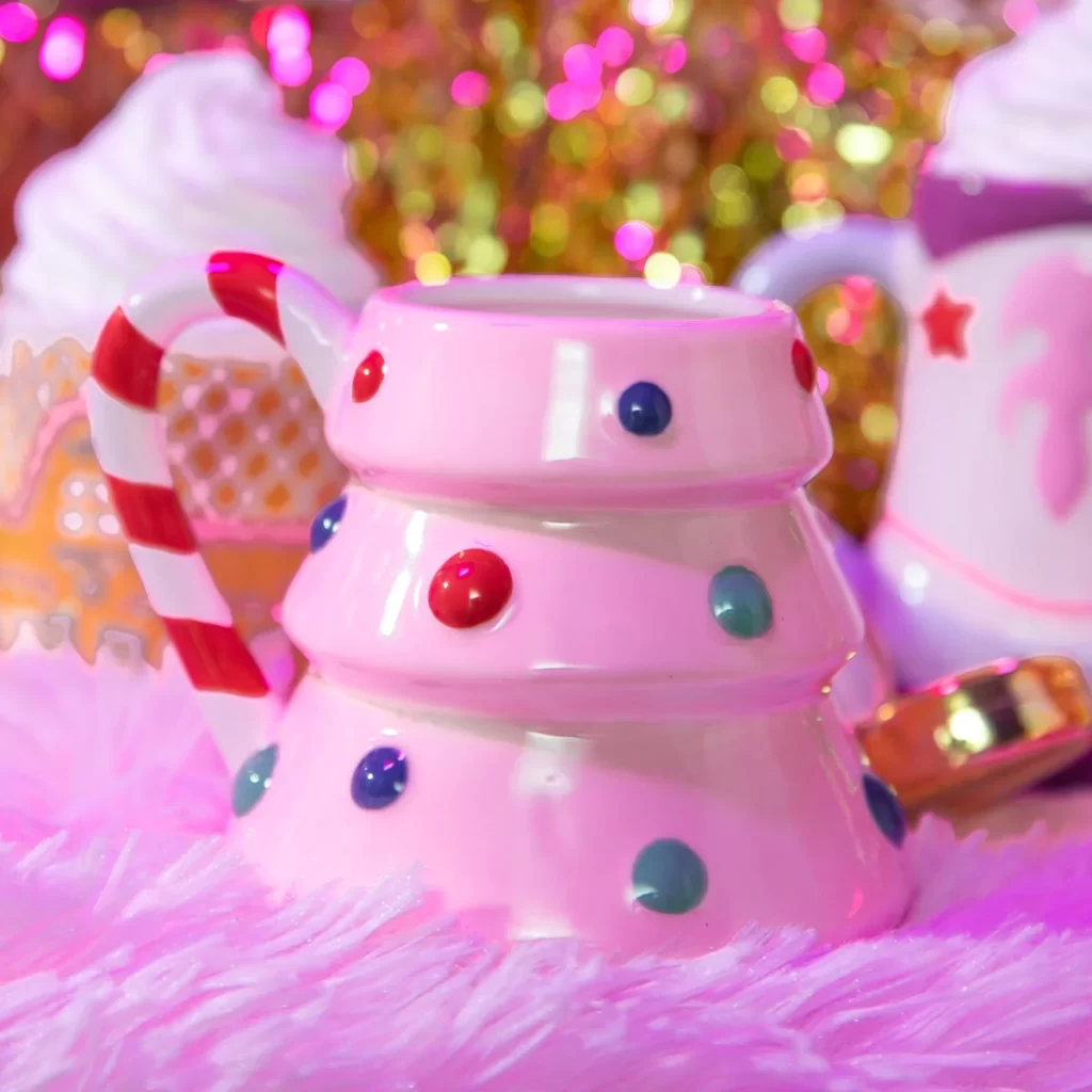 Pink Christmas tree mug