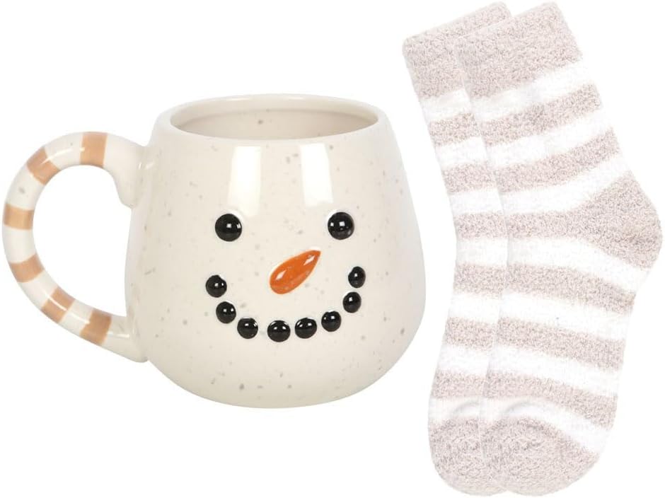 Snowman mug with socks gift set