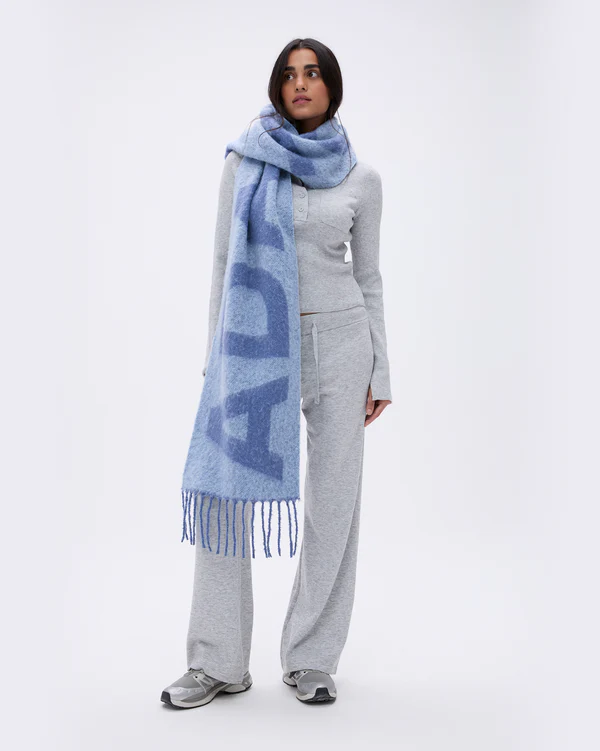 Blue knit scarf