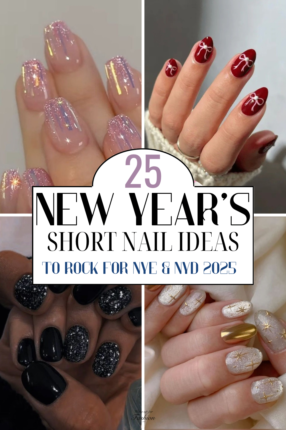 Short New Year’s nails with cute NYE nail designs.