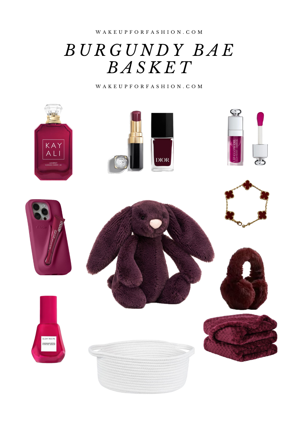 Burgundy bae basket with burgundy gift ideas