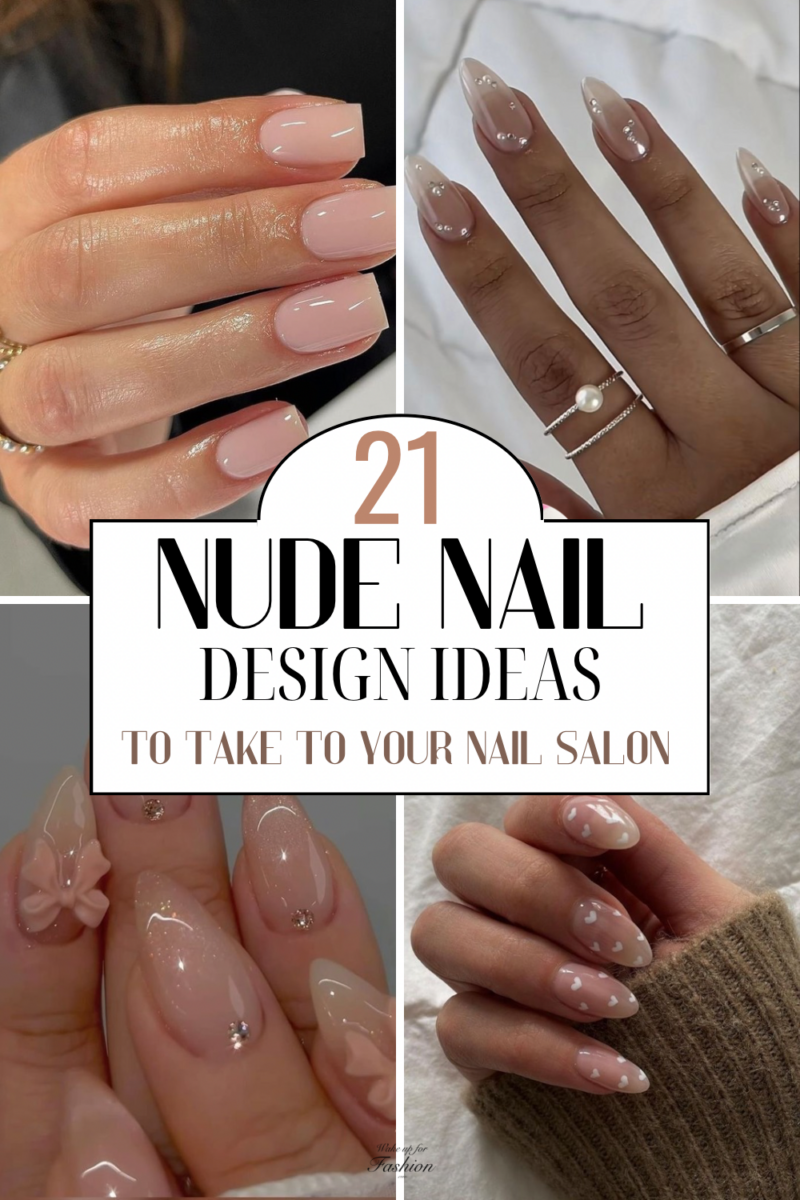 Collection of chic nude nails.