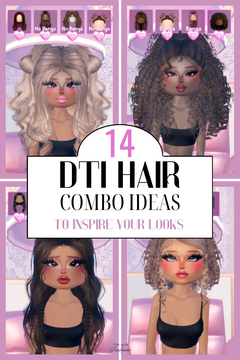Hair combinations for Dress To Impress.