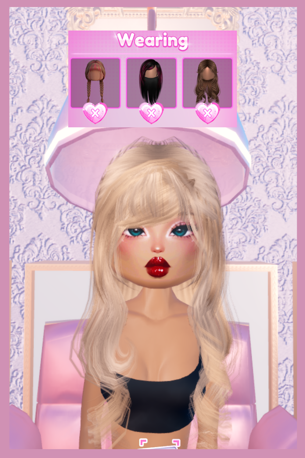 Blonde hair down with bangs Dress To Impress hair combination