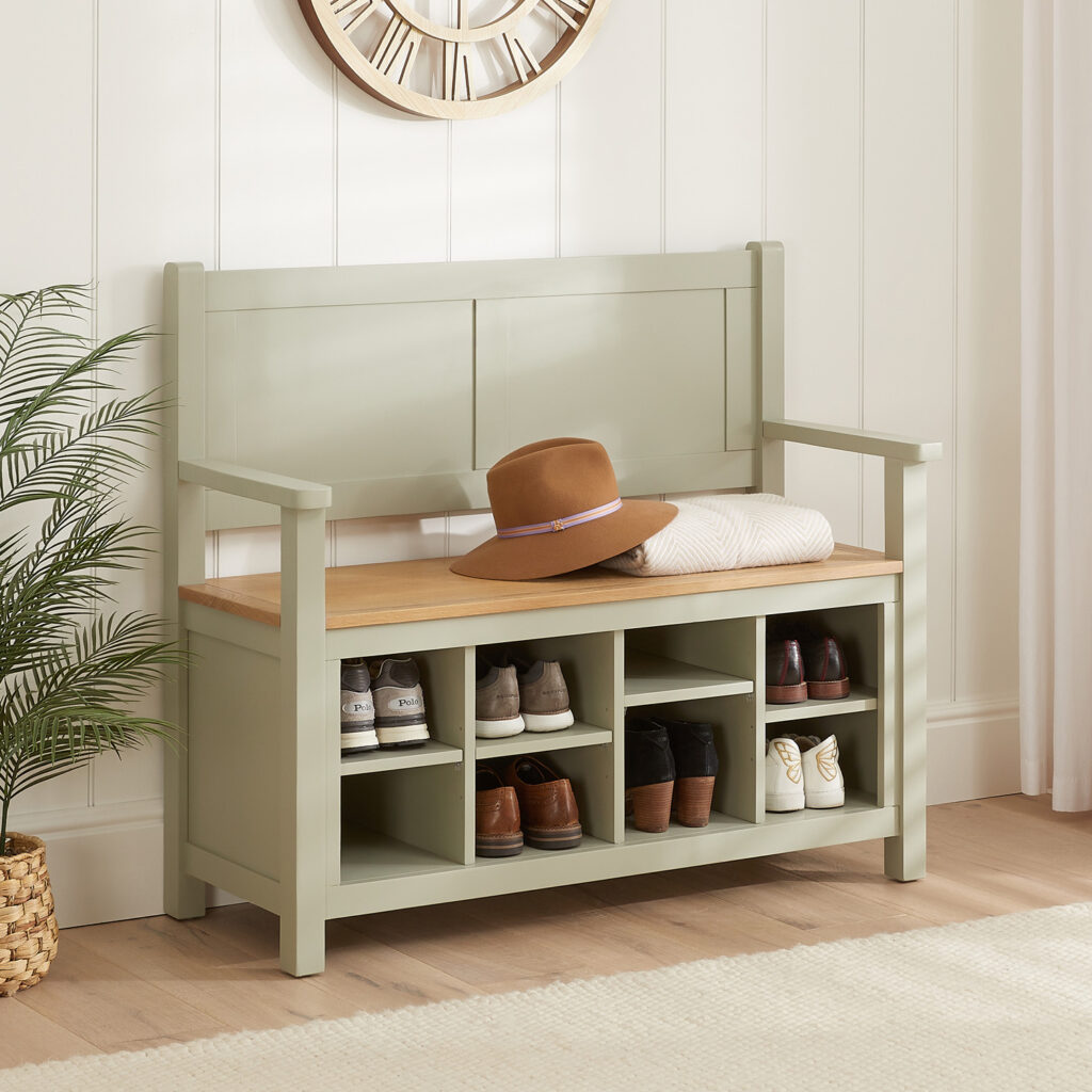Green shoe bench