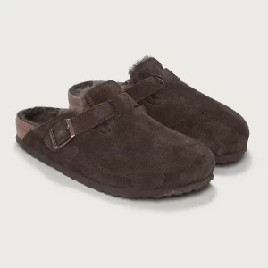Mocha Birkenstock Boston Shearling Mules